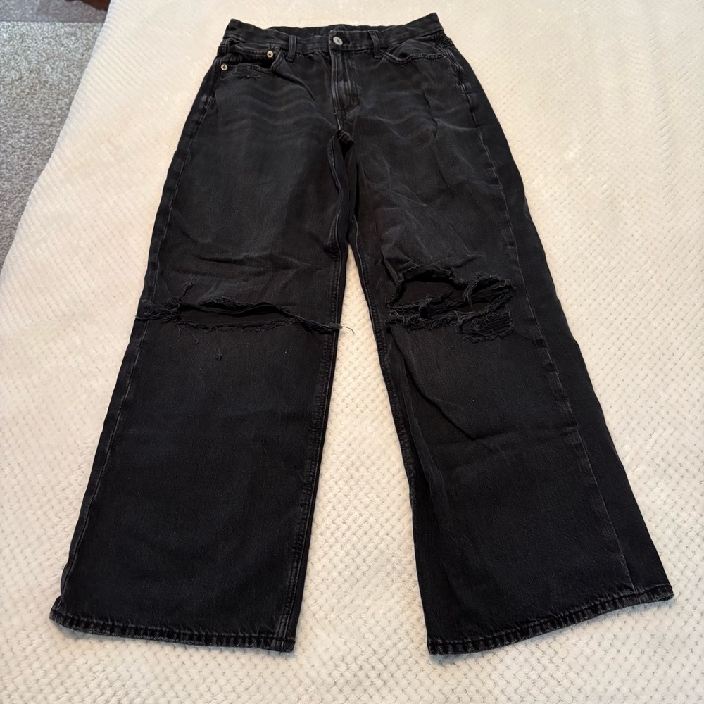American Eagle Outfitters Charcoal Wide-leg Jeans